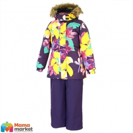 Зимний комплект для девочки Huppa RENELY 41850030, цвет dark lilac pattern/ dark lilac 81373