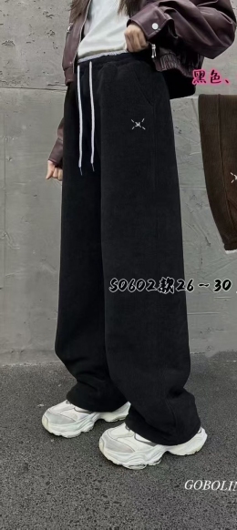 Утеплені штани-палаццо для дівчат-підлітків на велюрі Gobolina Baby 0602, колір чорний