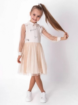 Нарядное платье для девочки  Mevis 4049, цвет кремовый