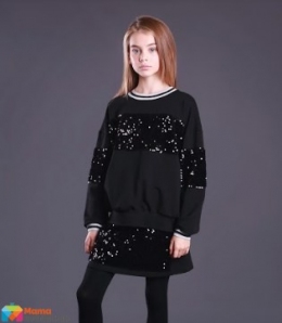 Кофта бомбер с пайетками oversize для девочки MONE 1952, цвет черный