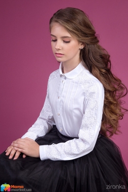 Хлопковая блузка Зиронька 26-9030-1, цвет белый