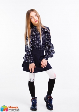 Школьная блузка Sofia Shelest Горох, цвет синий