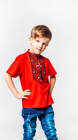 Трикотажная футболка-вышиванка Олесь, цвет красный