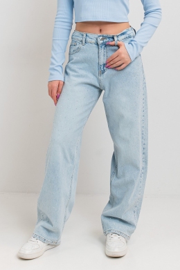 Джинси-баггі з камінцями Suzie Ріамей LP220-Y6F05, колір блакитний(копия)