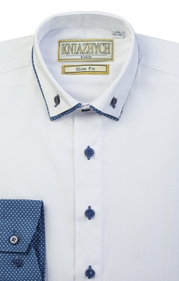 Школьная рубашка для мальчика Kniazhych vivat 774, цвет белый с синим