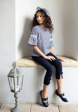 Школьная блузка в клетку Sly 137B/S/19, цвет синий