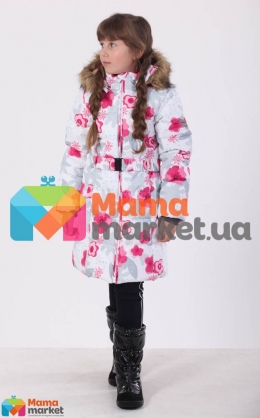 Пальто для девочки Huppa YACARANDA 12030030, цвет white pattern 81920