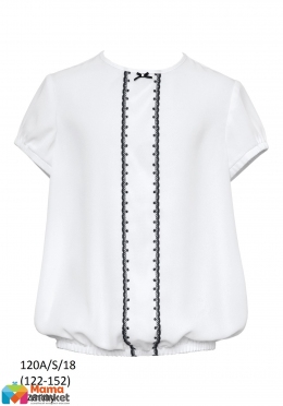 Блузка школьная для девочки Sly 120A/S/18, цвет белый с черным