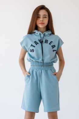Летний спортивный костюм с шортами для девочки Suzie Арбери, цвет голубой