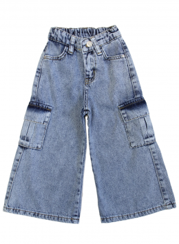 Широкі джинси-карго для дівчат Ada 744, колір світло-блакитний