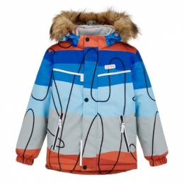 Зимова дитяча куртка-парка для хлопців Joiks В-57, колір синьо-помаранчевий