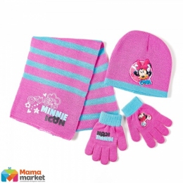 Комплект шапка, шарф и перчатки Disney Minnie Mouse (Минни Маус) Arditex, цвет розовый
