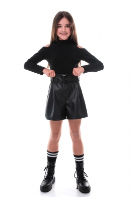 Шкіряні шорти для дівчат Suzie Вівіа SO013-Y3F15, колір чорний