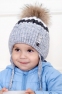 Детская шапка с помпоном David`s Star 2086, цвет серый