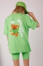 Оверсайз футболка Tetto Kids Ведмедик, колір зелений