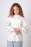 Лляна вишиванка для дівчат Mevis 5534-02, колір молочний